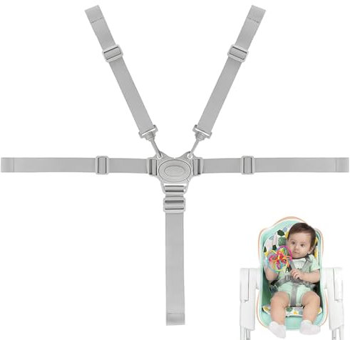 1 Stück 5 Punkt Gurt Sicherheitsgurt Hochstuhl,Multifunktional Kinderschutzgurt,Gurt,Hauck Hochstuhl Gurt,Stokke Gurt Für Buggy,Kindersitz,Kinderwagen Und Hochstuhl Grau