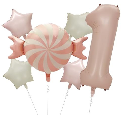 Ovanda 1. Geburtstag Mädchen Lutscher Folienballon, Rosa Ballon Geburtstagsdeko 1 Jahr, Folienballon 1 Geburtstags Deko, Deko 1. Geburtstag Mädchen Luftballons, 1 Jahr Geburtstags Mädchen Ballons