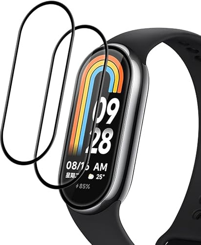 Xinyou [4 Piezas] Xiaomi Mi Band 8 Protector de pantalla de vidrio templado, 9H Protector de pantalla de vidrio templado, borde curvo, anti-arañazos, libre de burbujas.