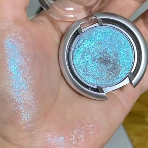 KARLOR Highlighter Puder Palette metallic Blue Lidschatten Glitzer Augenlid Highlighter Gradient Perlglanz Gesicht Glitzen Makeup einzelne Lidschatten schimmernd Glänzend Punk Glow Makeup (02#Blau)