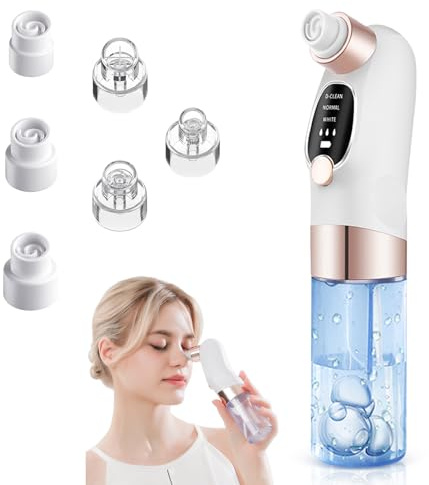 Porenreiniger Gesicht Mitesserentferner, Mitesserentferner Vakuumsauger mit Hydratation Funktion, 3 Modi 6 Saugspitzen USB Aufladung Porenreiniger für Pickel Whitehead Gesichtshautreinigung