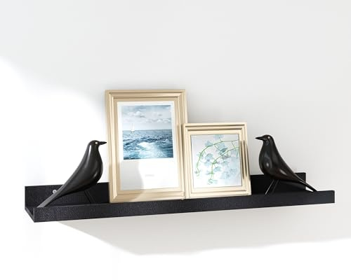 RICHER HOUSE Wandregal Schwarz, 60x13 cm, Schweberegal aus MDF Holz,1er Set | Bilderleiste, Wandboard, Regal Wand für Fotorahmen und Dekos, Wohnzimmer, Kinderzimmer, Schlafzimmer, Küche, Badezimmerwand