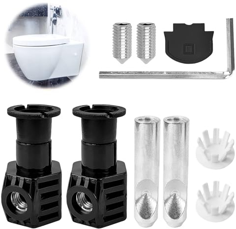 Wvu & Wvo WC Befestigungsset, Universelles Set für Wand-WCs, Schwarz, M10 x 50mm, 9 Stück