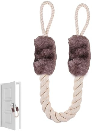 Türkordel Klemmschutz,Türstopper KlinkeTürklinke für Türen,Türklinken Stopper Schutz Baumwolle,Türstopper Seil Griff Tür Offen Halter,Türgriffstopper,Einklemmschutz für Haustier Babys Kinder (Braun)