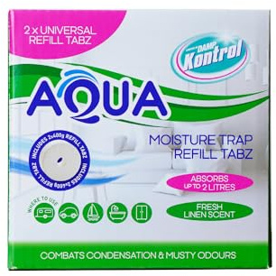Aqua Refill Tabz Moisture Absorber, Ultra-Absorbent and Odour-Neutralising, for Aqua Moisture Trap Dehumidifier, Condensation Absorbers, (2 x 450g Linen Scent)