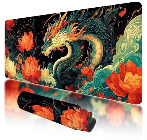 Mouse Pad 1000x500x3mm, Extended Large Mouse Mat Non-Slip & Waterproof Desk Mat, Colorful Gaming Mousepad for Home Office Work, Dragon Mousepad with Smooth Surface, Mousemat for Office & Home, L-99