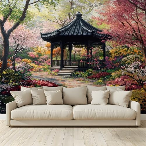 MKBKLI Papier Peint Panoramique Paysage jardin japonais Murale 3D Intissé Fresque Poster Décoration Fond De Mur Tv Salon Chambre 250 (H) x 175 (L) cm