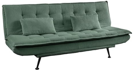 Riess Ambiente Modernes Schlafsofa Jazz - 195cm - grün - Cord 3-Sitzer Couch