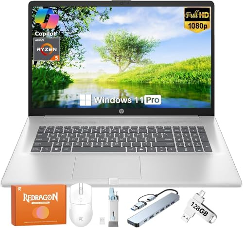 HP 2026 17.3 Inch Touchscreen Laptop, AMD 12-Threads Ryzen 5 7430U(up to 4.3 Ghz), 16 GB RAM, 1 TB SSD, HD+ Anti-Glare Display, Copilot-AI, Wi-Fi 6, Win 11 Pro, for Business & Student, w/Accessories