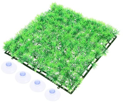 Cabilock Tapis de Gazon Artificiel pour Aquarium en Plastique Vert, Coussin Sûr pour L'eau Aspect Réaliste, Décor de Paysage pour Aquarium et Terrarium
