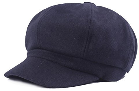 Frauen Vintage Newsboy Cabbie Schirmmütze Barett Cap Warm Baker Boy Visier Hut Flache Kappe, Marineblau, Einheitsgröße