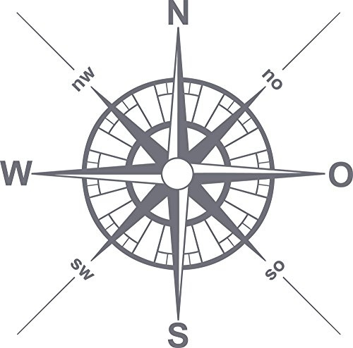GRAZDesign Wandtattoo Kompass Wohnzimmer Maritime Deko | Wandaufkleber Outdoor und Indoor - 58x57cm / 071 grau