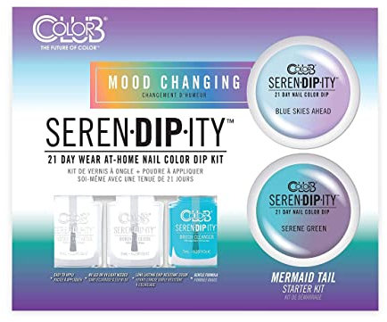 Color Club Dip Powder Nail Kit Serendipity Manicure Mermaid's Tail | DIY Nail Salon Gel Dip Powder, Blue