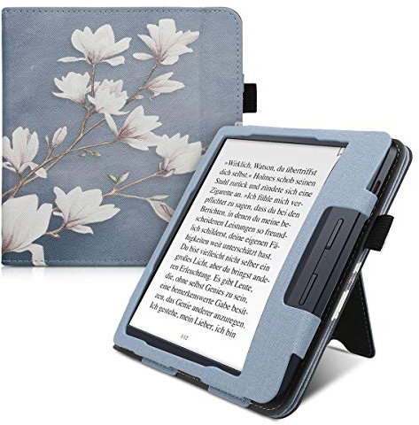 kwmobile Étui pour liseuse électronique Compatible avec Kobo Libra H2O - Étui Housse Protection Taupe-Blanc-Bleu-Gris