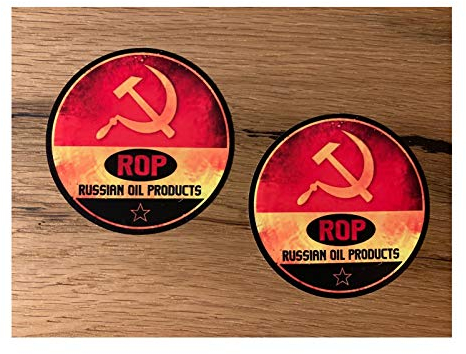 24/7stickers #611 / 2X Russland Öl Aufkleber 7,5 cm für Lada Niva GAZ UAZ Offroad Russe Russia DDR Auto LKW Traktor etc.
