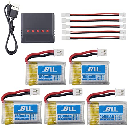 ZYGY 5X 3.7V 150mAh Lithium Batterie & 5 in 1 Ladegerät für H36 E010 E011 E013 RC Quadcopter Zubehör
