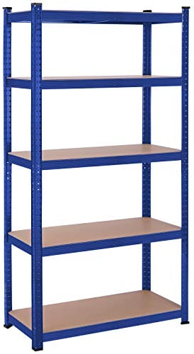 SONGMICS Schwerlastregal, Kellerregal, Lagerregal, 40 x 90 x 180 cm, Regal mit Stahlgestell, bis 875 kg belastbar, 5 verstellbare Ablagen, blau GLR040Q01
