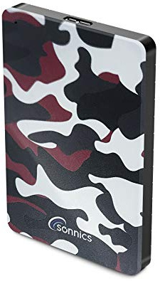 Sonnics 320GB Rot Camo Externe tragbare Festplatte USB 3.0 super schnelle Übertragungsgeschwindigkeit für den Einsatz mit Windows PC, Mac, Xbox ONE und PS4 Fat32
