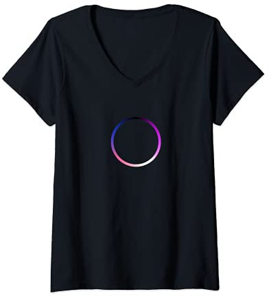 Damen Genderfluid Pride Colors Ring Circle T-Shirt mit V-Ausschnitt
