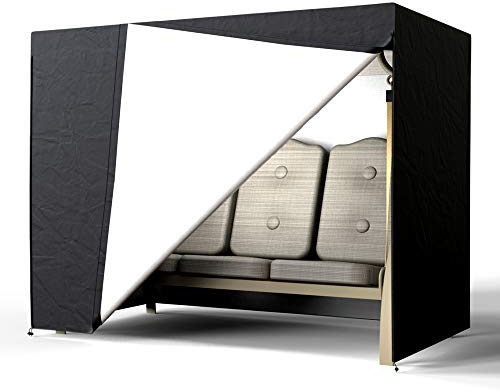 Hollywoodschaukel Abdeckung 3 Sitzer, Schutzhülle Für Hollywoodschaukel Wasserdicht Winddicht UV-Beständiges mit Kordelzug Reißverschlüssen Schwerlast Reißfest (220x170x125cm)