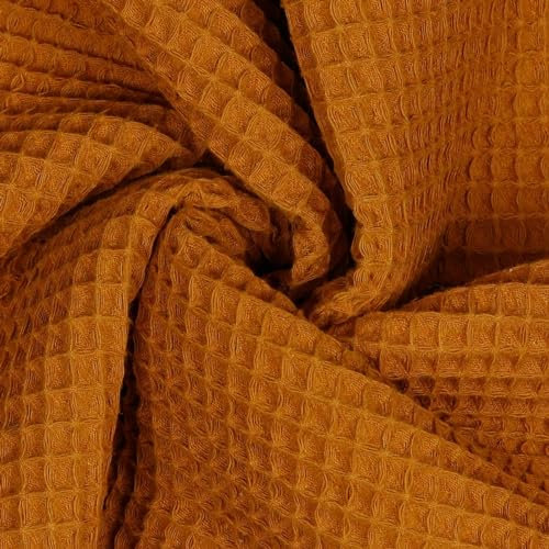 VmG-Store Waffelpique Meterware 25 Farben Waffel Stoff 100% Baumwollstoff Tex 100 (035 I Rost, 200 x 150cm)