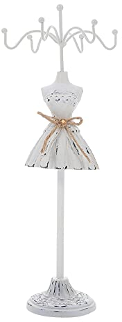 Necklace Stand, 10.2inch High Necklace Holder with Princess Dress - Iron Jewellery Stand for Chains, Rings and Metal
