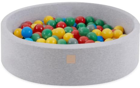 MISIOO Piscine Sèche Smart 90x30 cm Ronde pour bébés et Tout-Petits Gris Clair avec 200 balles colorées (Gris : Multicolore)