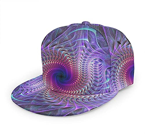 Oaieltj Unisex Baseballkappe Damen Herren Junge Mädchen Mode verstellbar 3D gedruckt Flat Bill Baseball Cap, Psychedelic Trippy Art Krawattenfarbe, Violett, One size