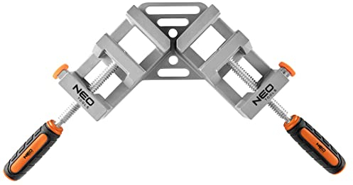 NEO TOOLS Doppelgriff Winkelspanner, Eckspanner, Eckklammer, Eckstrebe 90° Rechtwinklige Klemme für Holz, Holzbearbeitung, Aluminium, Eckschweißklemmen, Halterung, Verstellbare