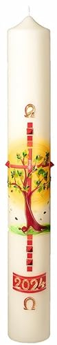 Osterkerze 60 x 8 cm mit 10% Bienenwachs mit aktueller Jahreszahl
