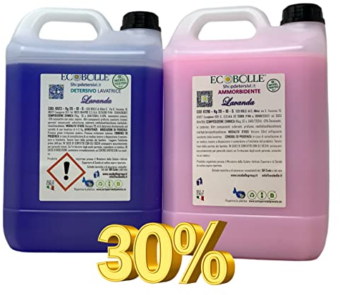 ECOBOLLE OFFERTA -30%: Detersivo per Lavatrice e Ammorbidente Lavanda, Super Profumati e Concentrati 10KG