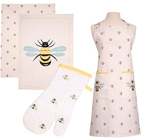 Dexam Bees Knees - Apron, Tea Towels (2 Pack) & Single Oven Glove Set