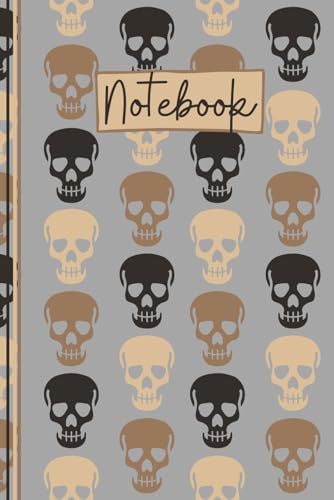 Skull Notebook: Cute Skull Lined Journal, A Perfect Novelty Gothic Skull Gift - Grey