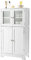 CASART Bathroom Floor Cabinet, Wooden Storage Cupboard with Adjustable Shelf & Doors, Freestanding Side Cabinet Storage Organizer for Bathroom Kitchen Living Room (Without 2 Open Shelves, White)