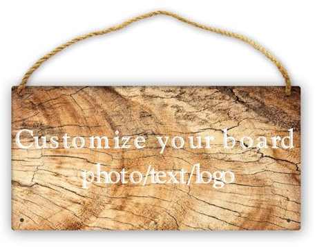 CECE&COLE Targa in legno personalizzata personalizzata per porta sospesa-vintage con scritta in lingua inglese Add Your Text, colore legno, 30 x 15 cm