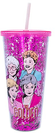 Silver Buffalo The Golden Girls Confetti Carnival Cup With Lid and Straw | Hold 32 Ounces