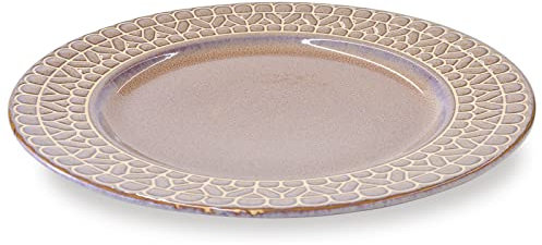 Product of Gifu Japan MIno Ware Dinner Plate, Lace Rim 11.3 Plate, Brown, Japanese Ceramic Plate, Microwave/Dishwasher Safe
