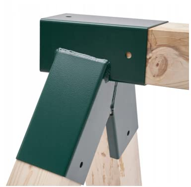 SWING CORNER METAL END BRACKET FOR KIDS GARDEN SWING FRAME FOR DIY CHILDRENS PLAYGROUNDS CLIMBING FRAME FOR WOODEN POLE TIMBER * FROM HAPPY PLAYGROUNDS (Green Square 90 Angle)