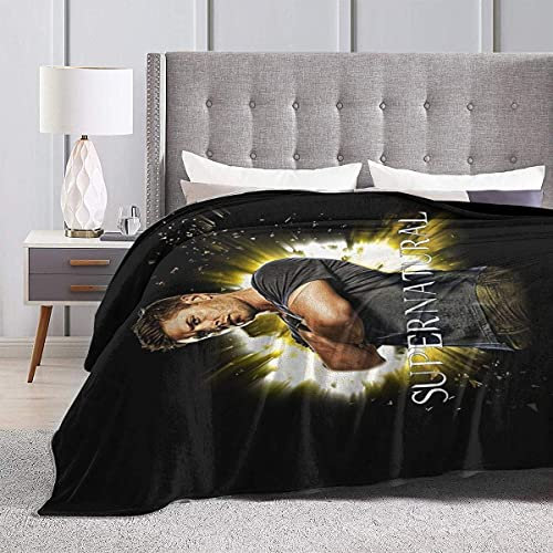 LOUJIN Dean Winchester Supernatural, weiche Ganzjahresdecke, leicht, Thermo-Fleece-Überwurf, 125 x 100 cm