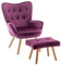 HollyHOME Ohrensessel mit Hocker Sessel mit Hocker Sessel Wohnzimmer & Schlafzimmer Samt Relaxsessel Lesesessel Lounge Sessels Armlehnensessel, Lila
