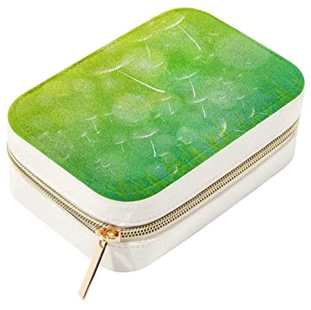 RODAILYCAY Reise-Schmuck-Organizer, Pusteblume auf Gras, mit Samtfutter, tragbare Schmuckschatulle für Ringe, Armreif, Halskette, Ohrringe