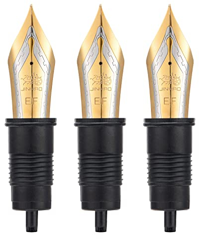 Set of 3 Jinhao X159 and 9019 Fountain Pen Replacement Extra Fine Nib Parts Gold Trim