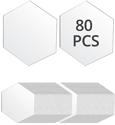 QWORK® 80 Stück Klare Sechseckige Acrylplatten, für Hochzeiten, Partys, Bilderrahmen, Bastelanzeige Display, 8x7cm, 0.2 cm Dicke