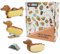 Yobro Schreibtisch Heftgerät Set, Bürobedarf Kit mit Klebebandspender & Mini Heftgerät, Miniatur Dackel Hot Dog Design mit Quetschspielzeug.