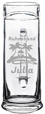 LUXENTU Gravur Bierkrug Bierglas mit Gravur, Henkelkrug, Bierseidel mit 0,5 Liter Eichung, Personalisierte Lasergravur von Motiv & Name, Palmen & Strand