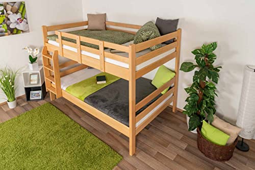 Etagenbett 120 x 200 cm für Erwachsene Easy Premium Line K24/n, Kopf- und Fußteil gerade, Buche Massivholz Natur lackiert, teilbar