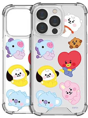 BT21 Hülle für iPhone 15 Pro Max, Baby Transparent Luftkissen Stoßfest Clear Case (Gruppe)