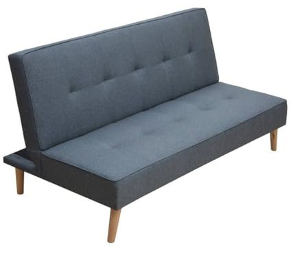 HOGAR24 ES 3-Sitzer-Sofa | Modell Leman | klick-Clac-Öffnung | vielseitiges und bequemes Sofa | Capitoné-Design | Farbe Grau | Maße Sofa: 188 x 88 x 88 cm | umwandelbar in EIN Bett von 114 x 188 cm