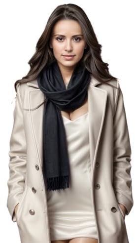 Écharpe en cachemire pour femme - Printemps et hiver - 185 x 65 cm - En cachemire - Blanc noir rouge bleu gris rose pashmina élégant et élégant - Laine unie - Couleur unie - Noir