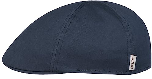 Stetson Texas Hertford Flatcap Einfarbige Schirmmütze Baumwolle UV-Schutz 40+ Made in EU Herren Frühjahr Sommer dunkelblau XL (60-61 cm)